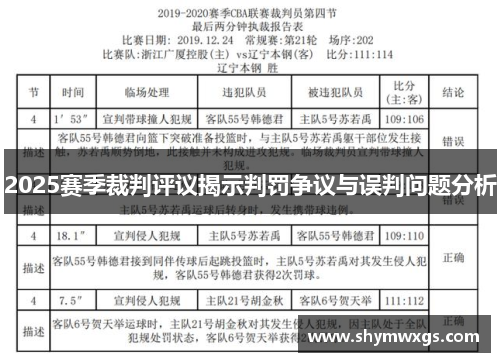 2025赛季裁判评议揭示判罚争议与误判问题分析 2025赛季裁判评议揭示判罚争议与误判问题分析